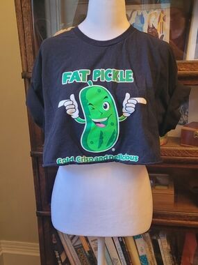 Gildan Black Tee with Bright Green Fat Pickle Graphic